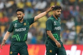 Hasan Ali (left) and Haris Rauf are back in the Pakistan squad for the team&#039;s tour of Ireland and England [File: Aijaz Rahi/AP]