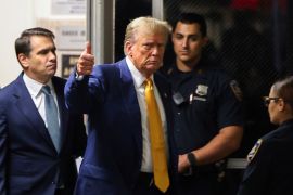 Former President Donald Trump returns to the Manhattan Criminal Courthouse as his hush money trial continued on May 2 [Charly Triballeau/Pool via AP Photo]