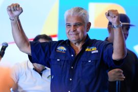 Jose Raul Mulino celebrates after winning the election [Matias Delacroix/AP Photo]