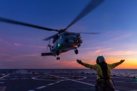The Seahawk helicopter had flown HMAS Hobart [File: LSIS Matthew Lyall/Australian Defence Force via AP]