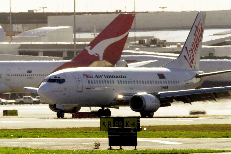 An Air Vanuatu plane pictured at Sydney airport