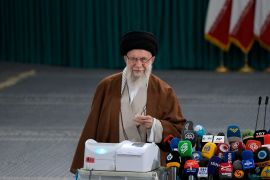 Iranian Supreme Leader Ayatollah Ali Khamenei votes in Tehran [Vahid Salemi/AP]
