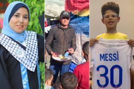 Sarah Aljamal, Mohammed Almadhoun, and Khader al-Belbesy&#039;s son Walid, all displaced Palestinians in Rafah [Courtesy of Aljamal, Almadhoun and al-Belbesy]
